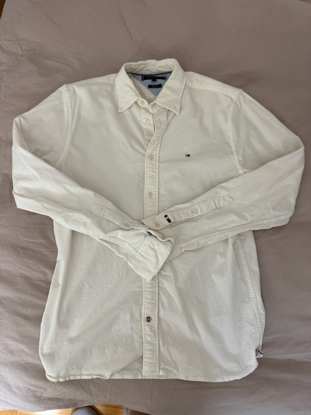 Tommy Hilfiger Menβs Cream Long-Sleeve Button Shirt Jacket